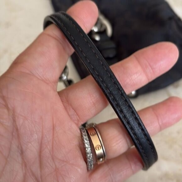 Coach Signature Monogram Black Cloth Leather Wristlet - Picture 11 of 11